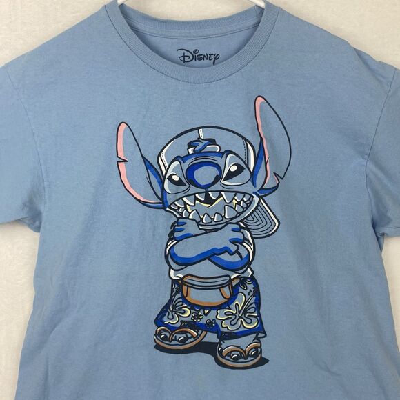 Disney Stitch Graphic Shirt Adult Large Blue Crewneck Short Sleeve - Picture 3 of 8
